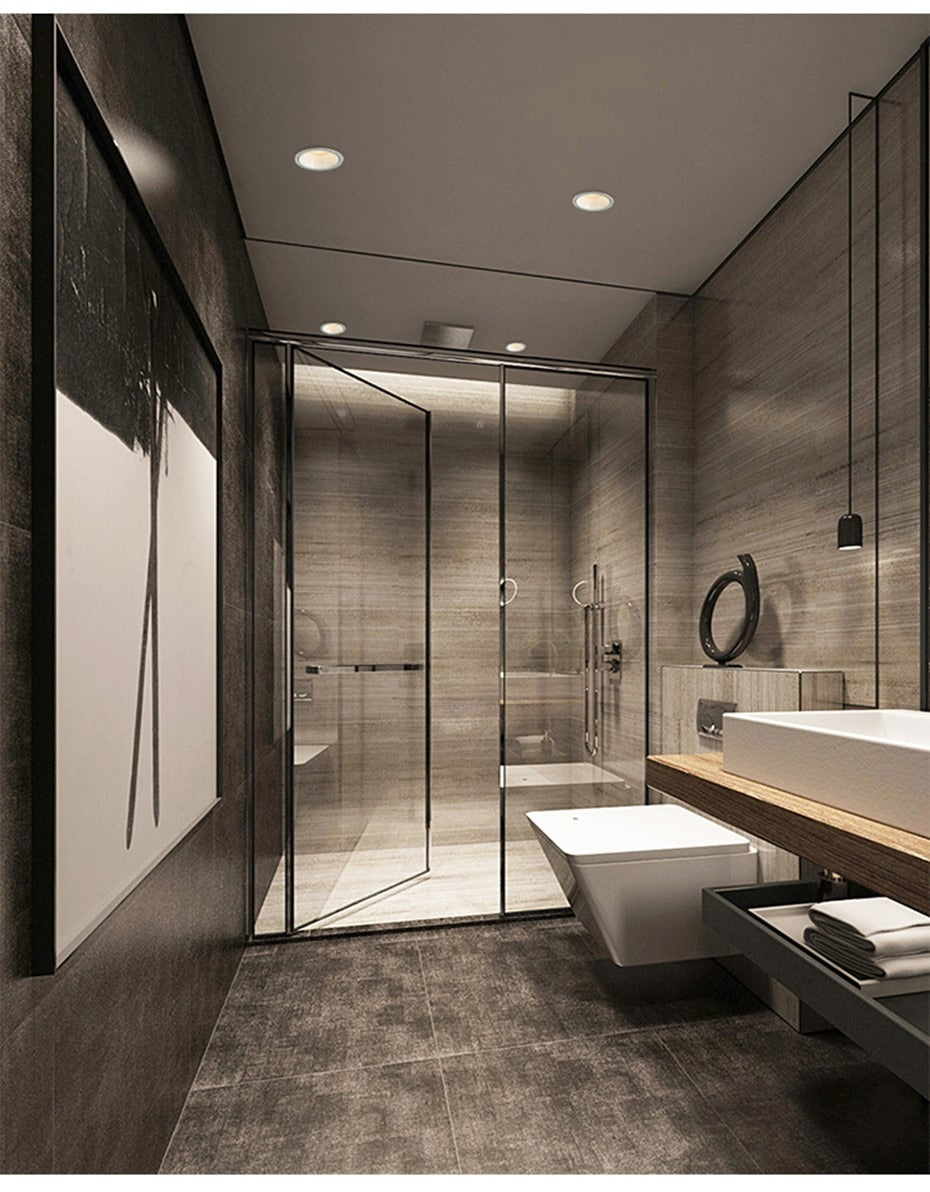 Anti-Glare LED Recessed Downlight 7W 12W Round Recessed Lamp 18W Led Ceiling Spot Light Indoor Background Spotlights AC220V 110V