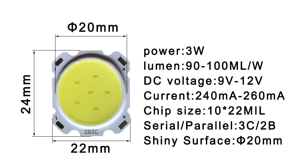 High Power LED COB Light Beads 5pcs a lot 3W 5W 7W 10W 12W 15W  LED lamp Bead LED Bulb Chip Spot Light Downlight Diode Lamps
