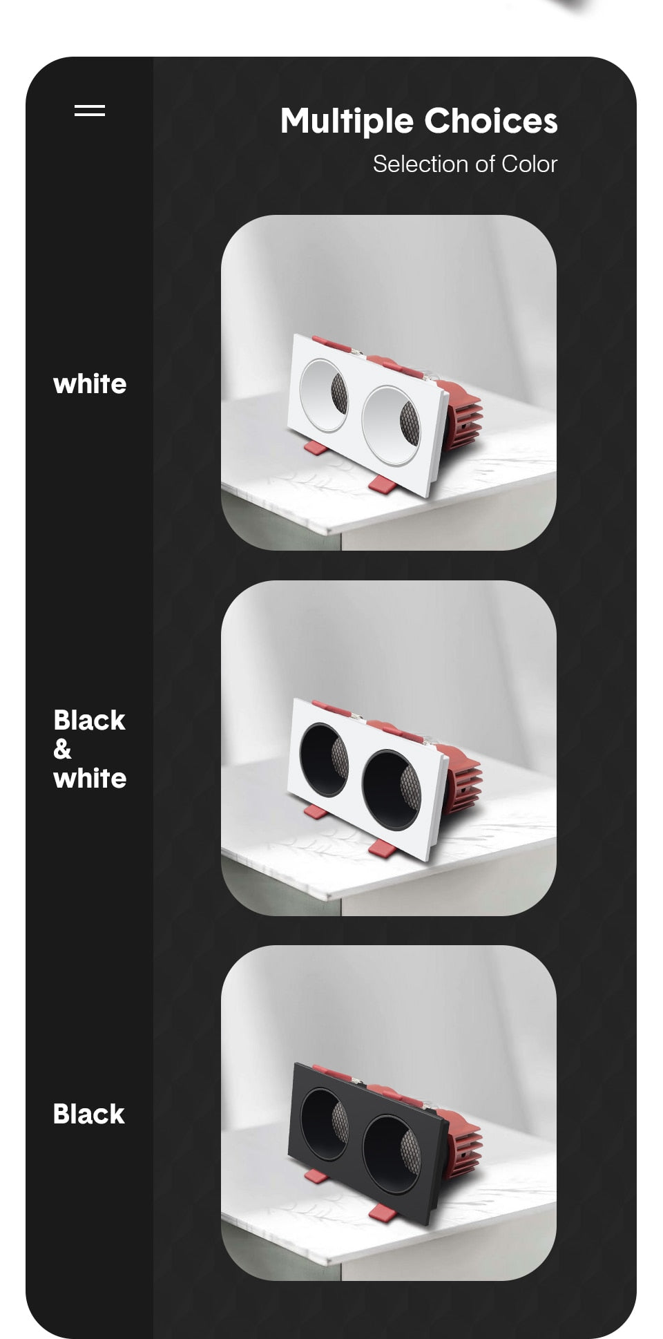 Anti-Glare Square Recessed Downlight 14W 24W 30W Angle Adjust High CRI Ceiling Spot Light
