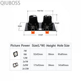 High Power Square LED Dimmable Ceiling Downlights Aluminum LED Ceiling Light COB AC90V-260V 7W/9W12W/2x7W/2x9W/2x12W LED Lamps