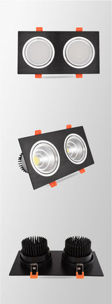 High Power Square LED Dimmable Ceiling Downlights Aluminum LED Ceiling Light COB AC90V-260V 7W/9W12W/2x7W/2x9W/2x12W LED Lamps