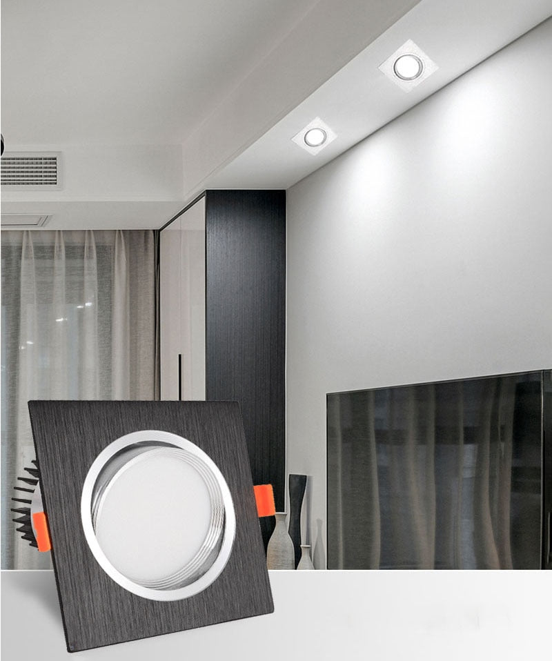 High Power Square LED Dimmable Ceiling Downlights Aluminum LED Ceiling Light COB AC90V-260V 7W/9W12W/2x7W/2x9W/2x12W LED Lamps