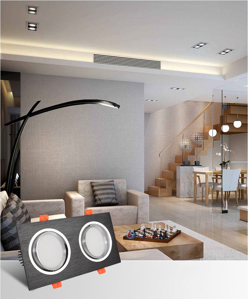 High Power Square LED Dimmable Ceiling Downlights Aluminum LED Ceiling Light COB AC90V-260V 7W/9W12W/2x7W/2x9W/2x12W LED Lamps