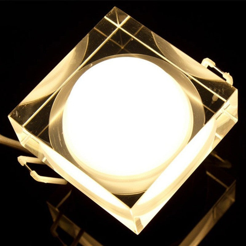 LED Crystal Downlight Round/Square 1W 3W 5W 7W LED Ceiling Spot Light Warm White/White LED Recessed Lamp for Home Decoration