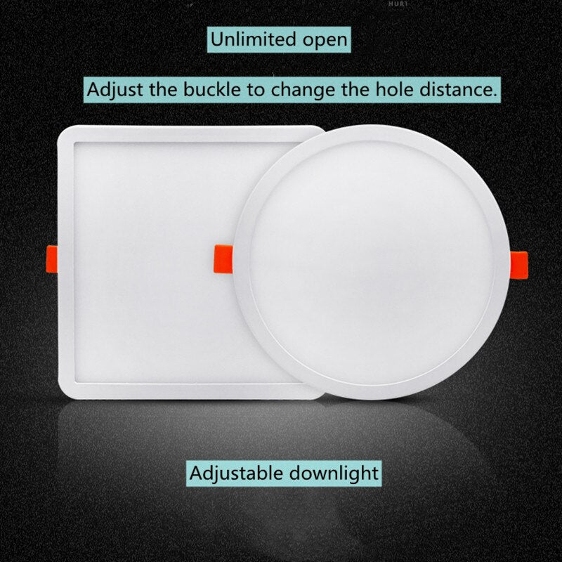 Ultra-Thin Square Panel Freely Adjustable LED 110/220V Downlight Ceiling Light Embedded Living Room Opening Light 6W 8W 15W 20W