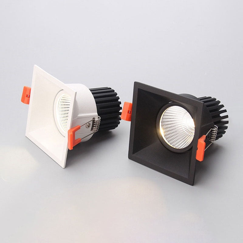 Square LED Embedded Dimmable Downlights 7W/9W/12W/15W/18W AC90~260V COB LED Recessed Spotlights Ceiling Lamps Indoor Lighting
