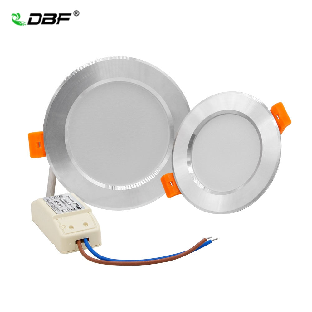 DBF Round Silver LED Recessed Downlight Dimmable 5W 7W 10W 12W SMD 5730 LED Ceiling Bedroom Kitchen Indoor LED Spot Lighting