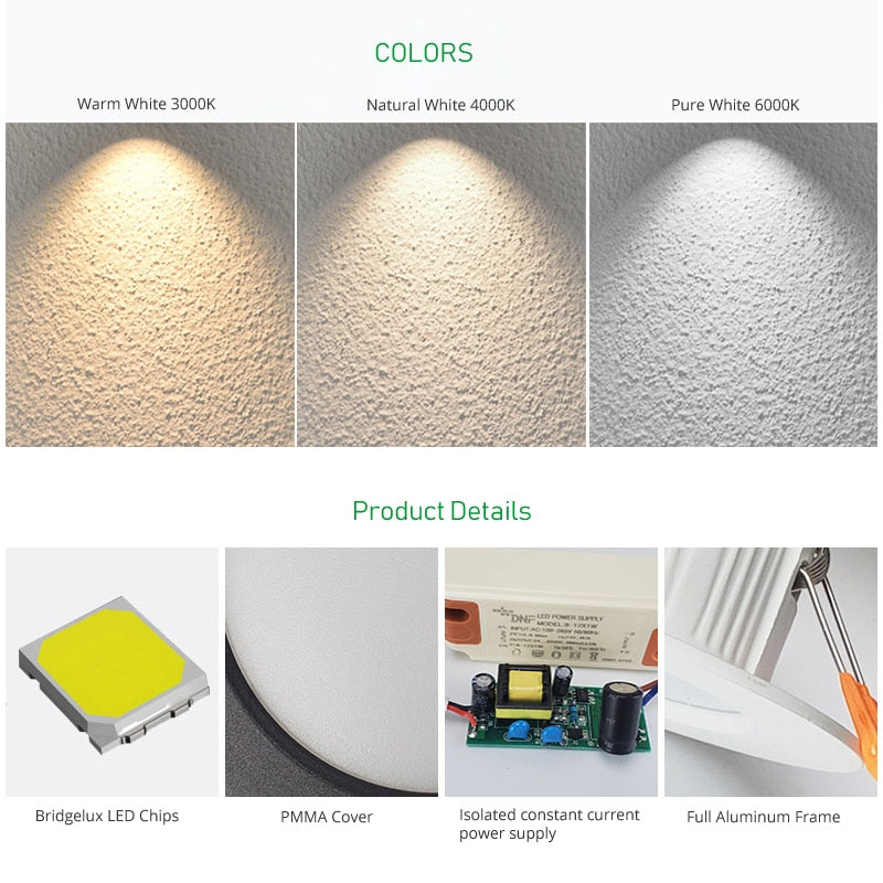 Big Size Downlights LED Ceiling 12W 15W 18W 24W Hole 140-210mm Shopping malls clothing stores hotels LED highlight, die-cast