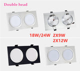 High Quality Dimmable LED Downlight 9W 12W 18W 24W AC85-265V Recessed LED High Power Spot light Ceiling lamp Indoor Lighting