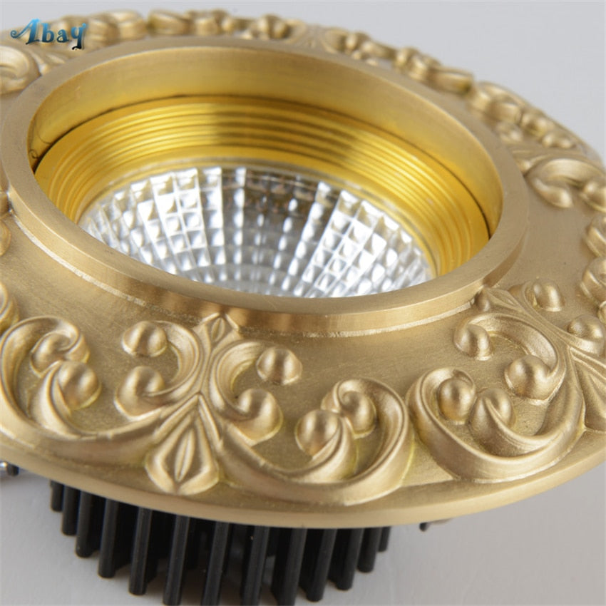 Copper European Downlight Household Spotlights Led Ceiling Living Room Lights Cob Bulb Embedded Bull Eye Lamps Hole Lighting