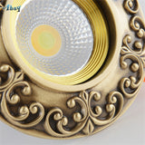 Copper European Downlight Household Spotlights Led Ceiling Living Room Lights Cob Bulb Embedded Bull Eye Lamps Hole Lighting
