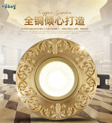 Copper European Downlight Household Spotlights Led Ceiling Living Room Lights Cob Bulb Embedded Bull Eye Lamps Hole Lighting