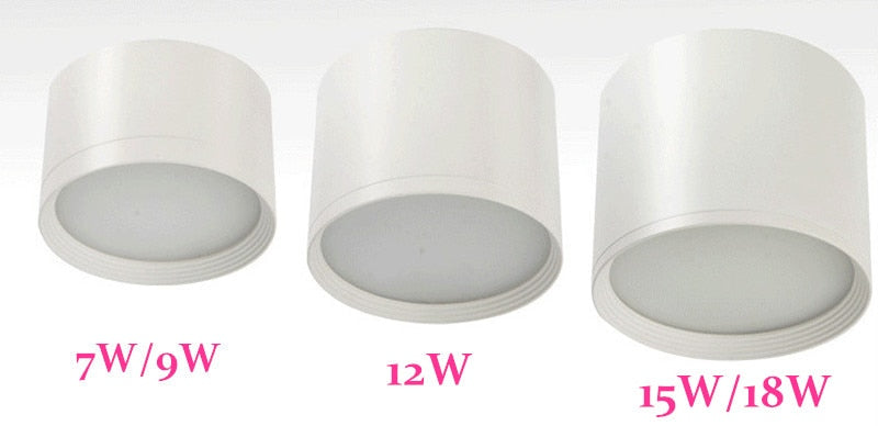 Surface Mounted Ceiling Downlight SMD5730 7W 9W 12W 15W 18W AC85-265V Ceiling lamp COB Led downlights Spot light +led driver