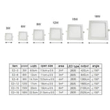 LED RV Boat Recessed Ceiling Light Square Ultra Thin LED Panel Light 6000K DC12V 24V cold white slim low voltage downlights