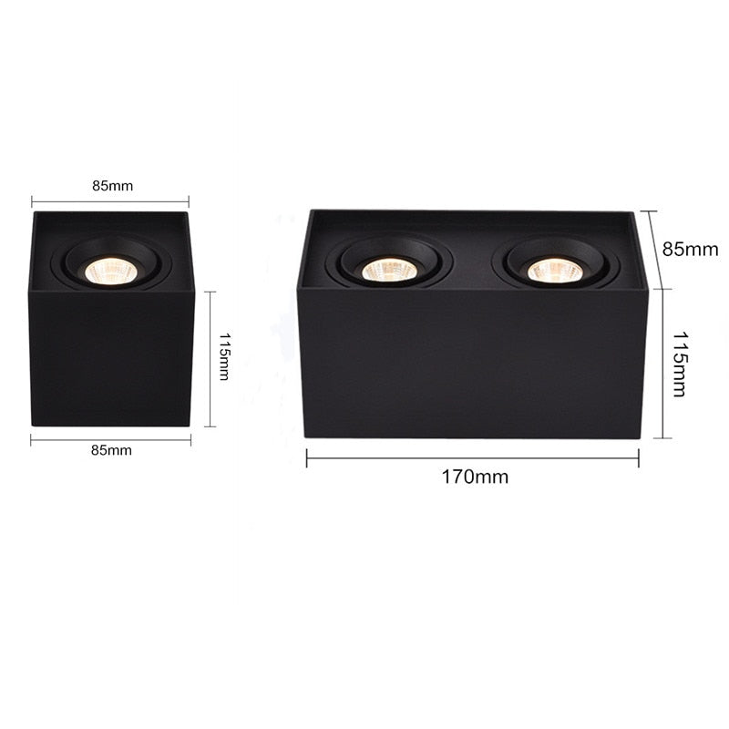 Angle Adjustable Surface Mounted LED Ceiling light +Replaceable GU10 LED Bulb 7W 10W 14W 20W Square LED downlight Spot Light