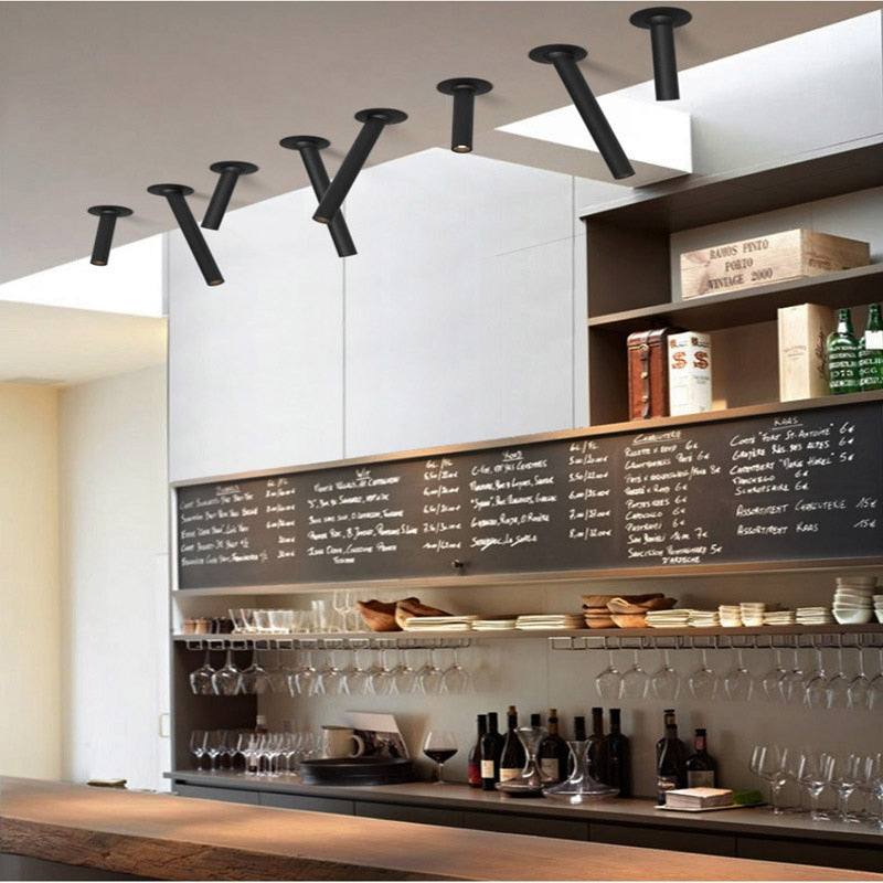 LED embedded rotatable spotlight Simple modern aisle long arm spotlight Clothing store ceiling downlight COB ceiling light