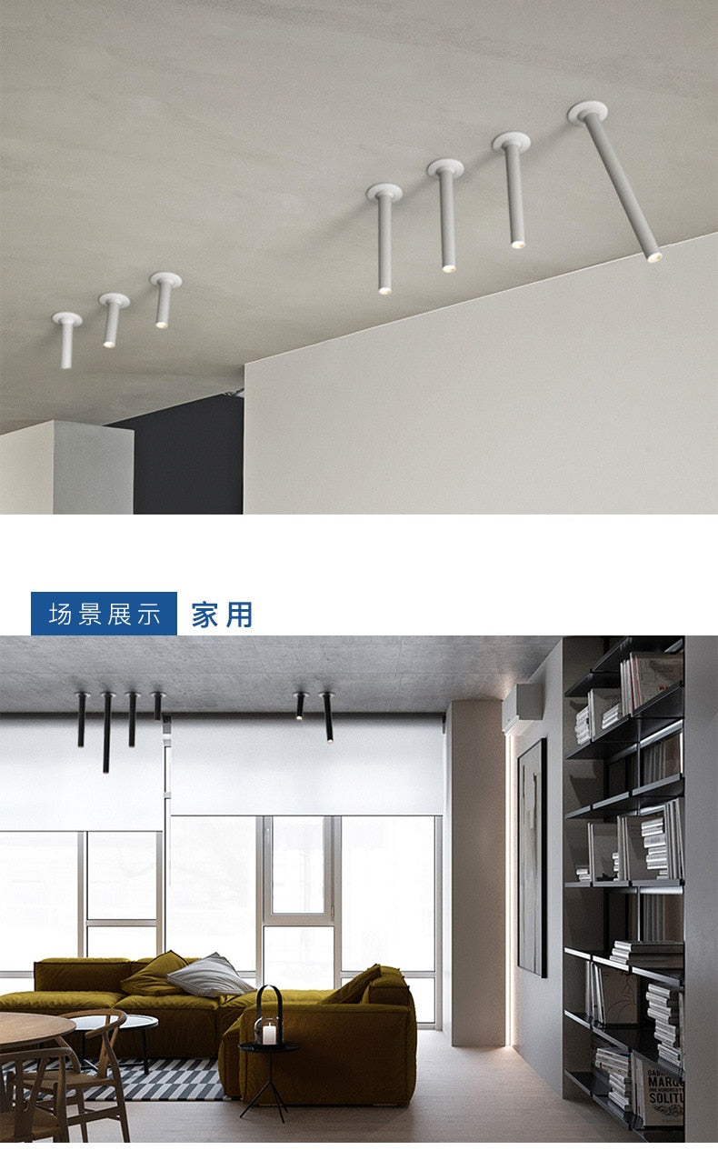 LED embedded rotatable spotlight Simple modern aisle long arm spotlight Clothing store ceiling downlight COB ceiling light