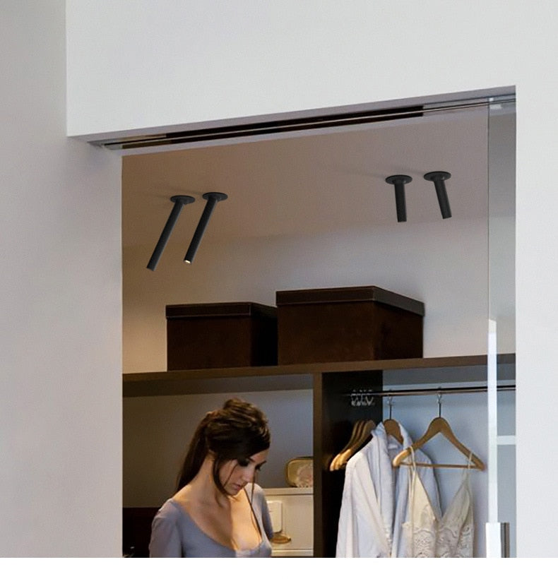 LED embedded rotatable spotlight Simple modern aisle long arm spotlight Clothing store ceiling downlight COB ceiling light