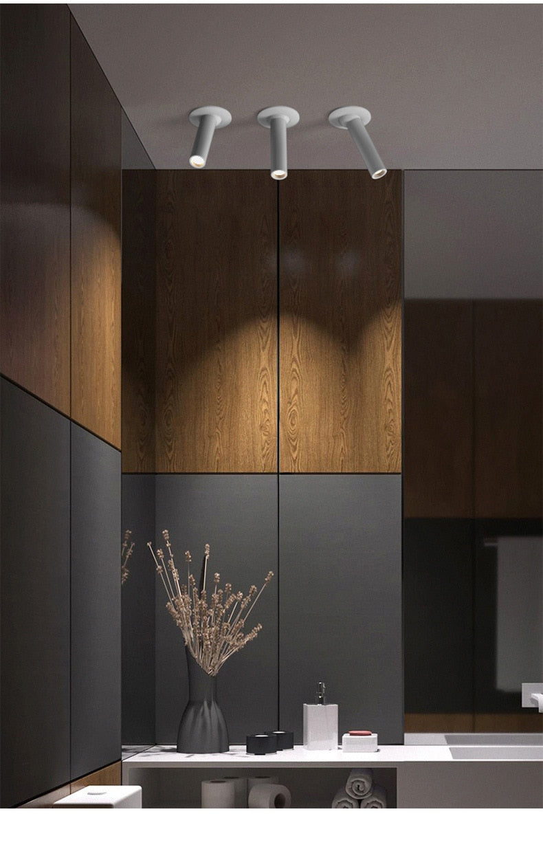 LED embedded rotatable spotlight Simple modern aisle long arm spotlight Clothing store ceiling downlight COB ceiling light