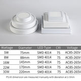 Surface Mounted LED Ceiling Lamp Ultra-thin Simple Round/Square Downlight 5W 8W 16W 30W Bathroom Corridor Panel Lights AC85-265V