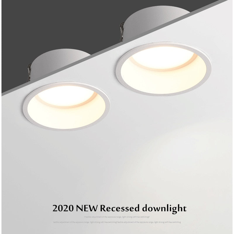 Angle Adjustable Deep Anti-Glare LED COB Recessed Downlight 5W 7W 12W 15W Round White LED Ceiling Spot Light Pic Background