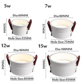 Angle Adjustable Deep Anti-Glare LED COB Recessed Downlight 5W 7W 12W 15W Round White LED Ceiling Spot Light Pic Background