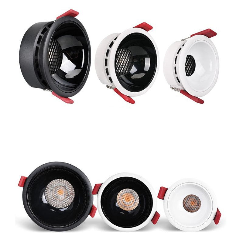 Anti-glare Recessed Ceiling Downlight lamp 7W 12W 18W 20W honeycomb cob led spot lights Ceiling Fixtures Lighting 85-265V