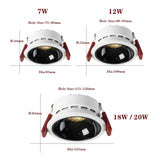 Anti-glare Recessed Ceiling Downlight lamp 7W 12W 18W 20W honeycomb cob led spot lights Ceiling Fixtures Lighting 85-265V