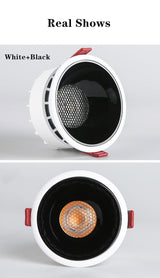 Anti-glare Recessed Ceiling Downlight lamp 7W 12W 18W 20W honeycomb cob led spot lights Ceiling Fixtures Lighting 85-265V