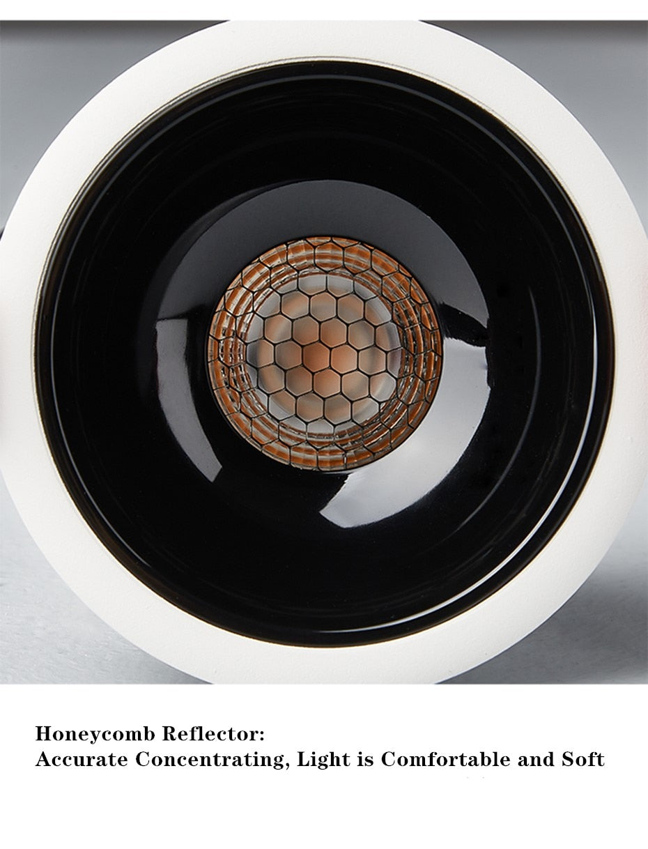 Anti-glare Recessed Ceiling Downlight lamp 7W 12W 18W 20W honeycomb cob led spot lights Ceiling Fixtures Lighting 85-265V