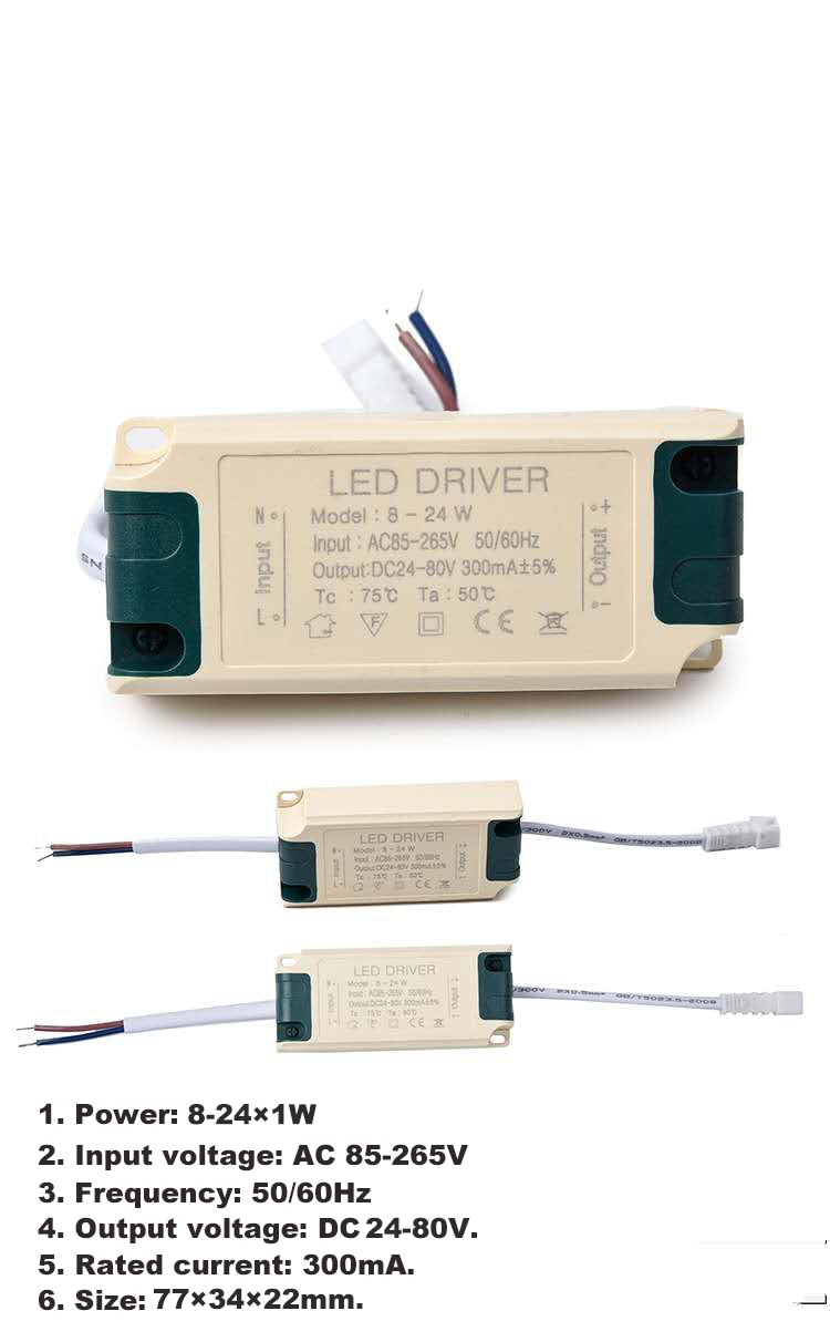 External LED Power Supply 3W/4-7W/8-24W Driver Adapter AC85-265V Lighting Transformer With IC Isolation For Downlight.etc.