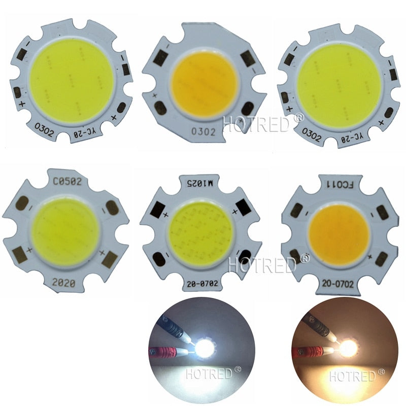 Rounded LED COB Light Source 10pcs/lot 3W 5W 7W Chip On Board 20mm Diameter for Spotlight Downlight Red Blue Green White Bulbs