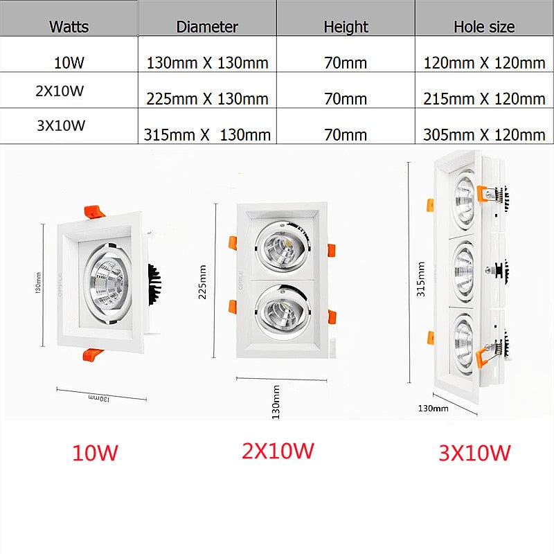Recessed Dimmable COB LED Downlights 10W 20W 30W LED Ceiling Spot Lights 85-265V LED Ceiling Lamps Warm Cold White Indoor Lighting