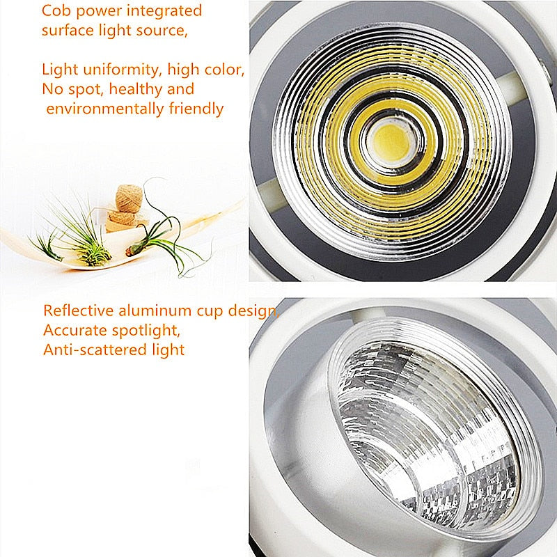 Recessed Dimmable COB LED Downlights 10W 20W 30W LED Ceiling Spot Lights 85-265V LED Ceiling Lamps Warm Cold White Indoor Lighting