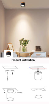 LED Flush Mount Downlight, Ceiling Mount Accent Lighting Imitation Wood 5W 7W 9W 12W 15W Ideal for Hallway Gallery Picture 220V