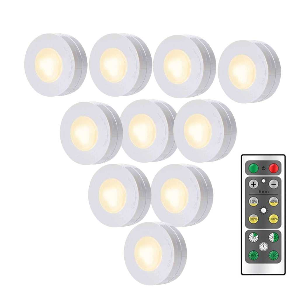 LED Puck Lights Close Wardrobe Stair Hallway Night Lamp 2 Colors Wireless Dimmable Touch Sensor Under Kitchen Cabinets Lights