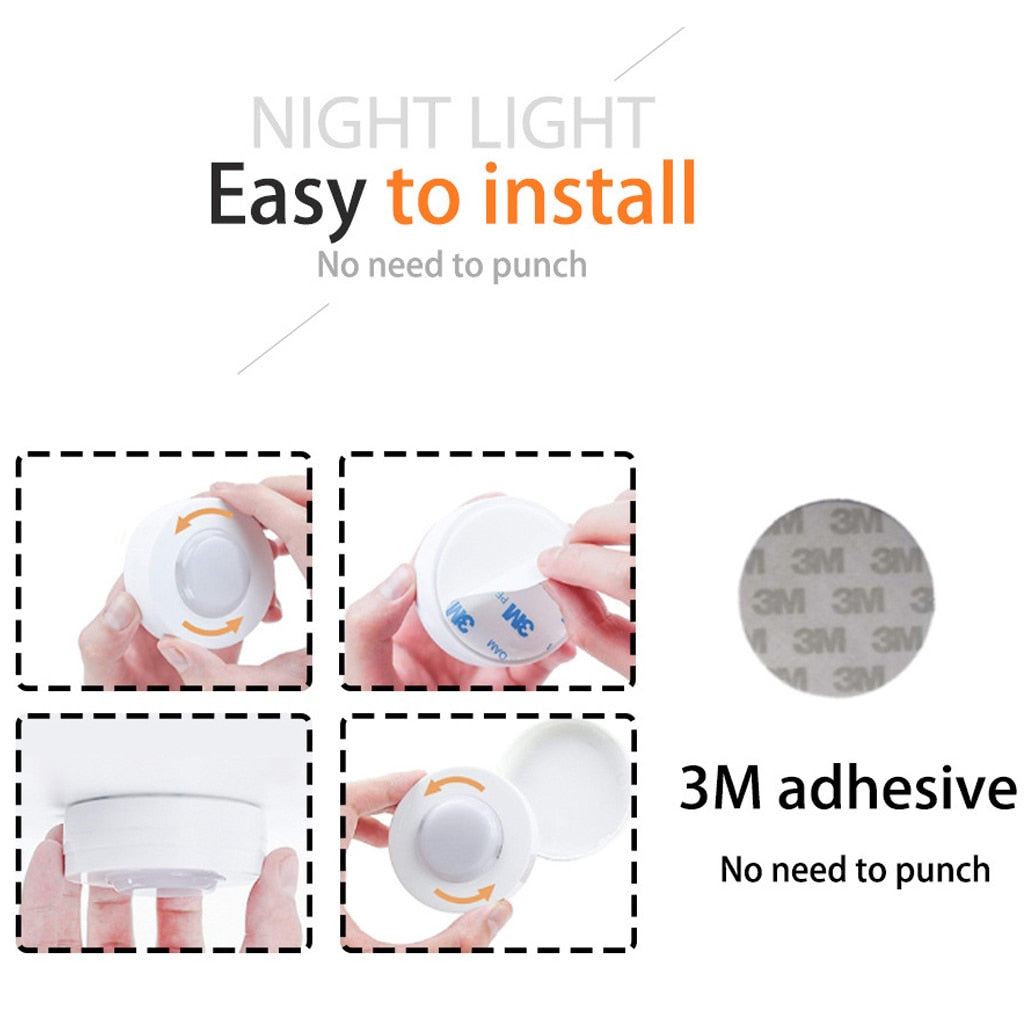 LED Puck Lights Close Wardrobe Stair Hallway Night Lamp 2 Colors Wireless Dimmable Touch Sensor Under Kitchen Cabinets Lights