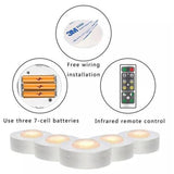 LED Puck Lights Close Wardrobe Stair Hallway Night Lamp 2 Colors Wireless Dimmable Touch Sensor Under Kitchen Cabinets Lights