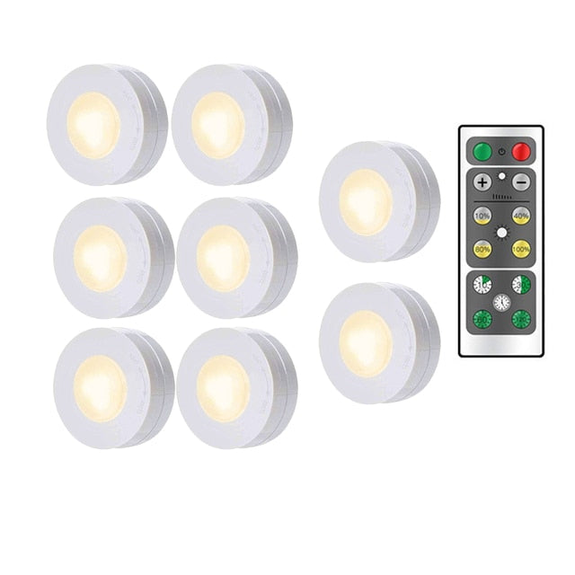 LED Puck Lights Close Wardrobe Stair Hallway Night Lamp 2 Colors Wireless Dimmable Touch Sensor Under Kitchen Cabinets Lights