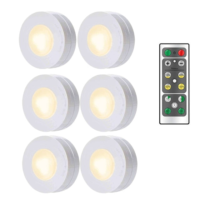 LED Puck Lights Close Wardrobe Stair Hallway Night Lamp 2 Colors Wireless Dimmable Touch Sensor Under Kitchen Cabinets Lights