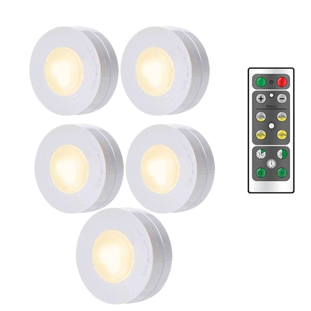 LED Puck Lights Close Wardrobe Stair Hallway Night Lamp 2 Colors Wireless Dimmable Touch Sensor Under Kitchen Cabinets Lights