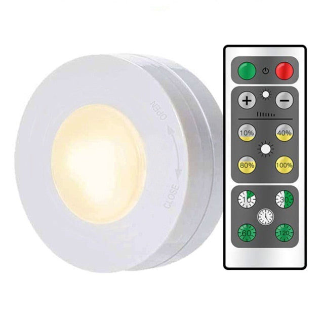 LED Puck Lights Close Wardrobe Stair Hallway Night Lamp 2 Colors Wireless Dimmable Touch Sensor Under Kitchen Cabinets Lights