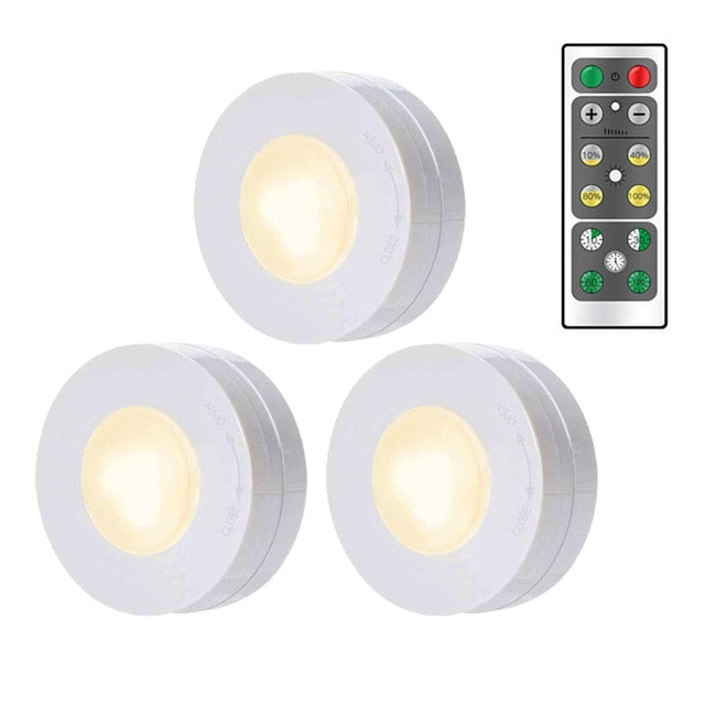 LED Puck Lights Close Wardrobe Stair Hallway Night Lamp 2 Colors Wireless Dimmable Touch Sensor Under Kitchen Cabinets Lights