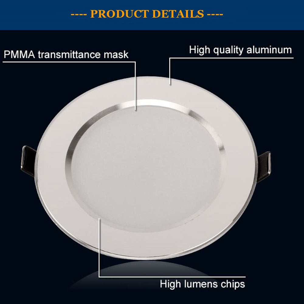LED Downlight 3W 5W 7W 9W 12W 15W 18W Round Recessed Lamp 85-265V Cool+Neutral+Warm White Led Bulb Indoor LED Spot Lighting