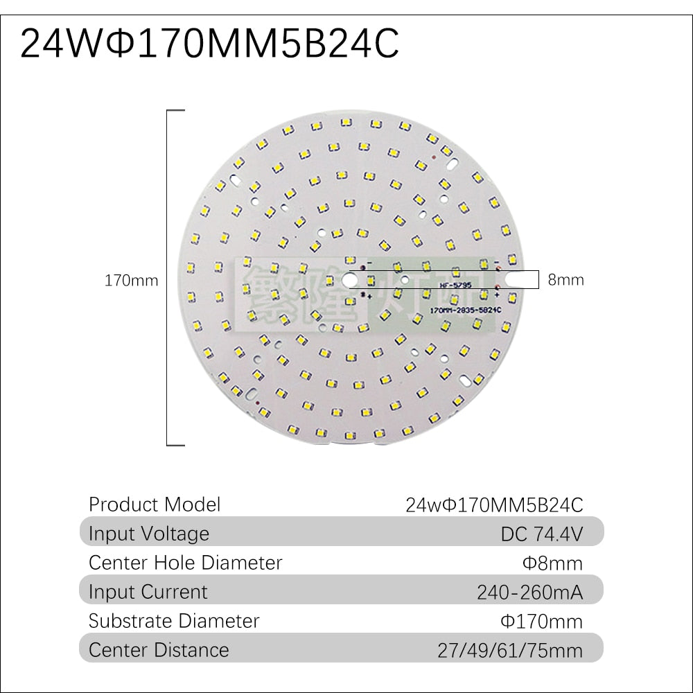 Downlight 10pcs/lot 2835 SMD LED Chip 3W 5W 7W 9W 12W 18W 24W Light Board 240-260mA Accessories Lamp Bead Light Board For LED Downlight