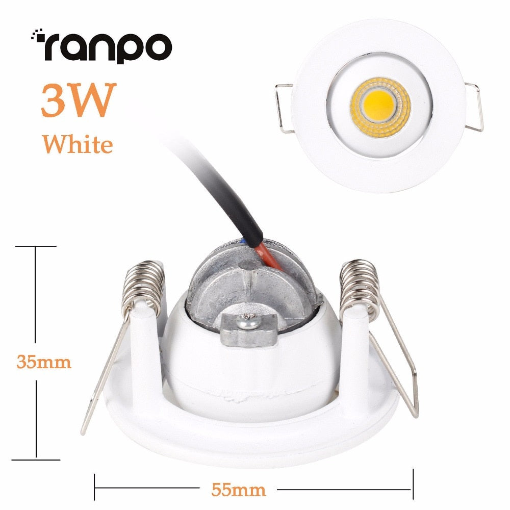 Recessed LED Ceiling Light Mini 3W COB Downlight Spotlight Bulb Lamp Aluminum Home Lighting Warm Spot Light Cool White AC 85-265V