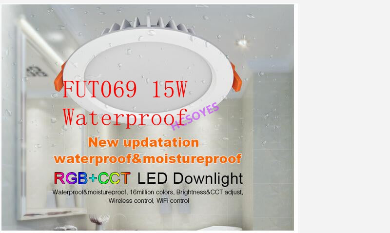 MIBOXER 6W 15W LED Downlight FUT063 FUT068 FUT069 RGB+CCT Waterproof 2.4ghz remote smartphone APP Dimmable Ceiling AC110V 220V