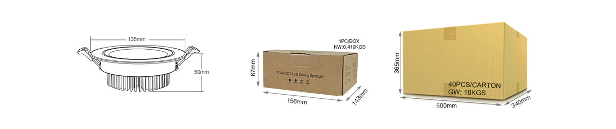 RGB+CCT LED Downlight Spotlight 6W/9W/12W/15W/18W/25W Spotlight White Light