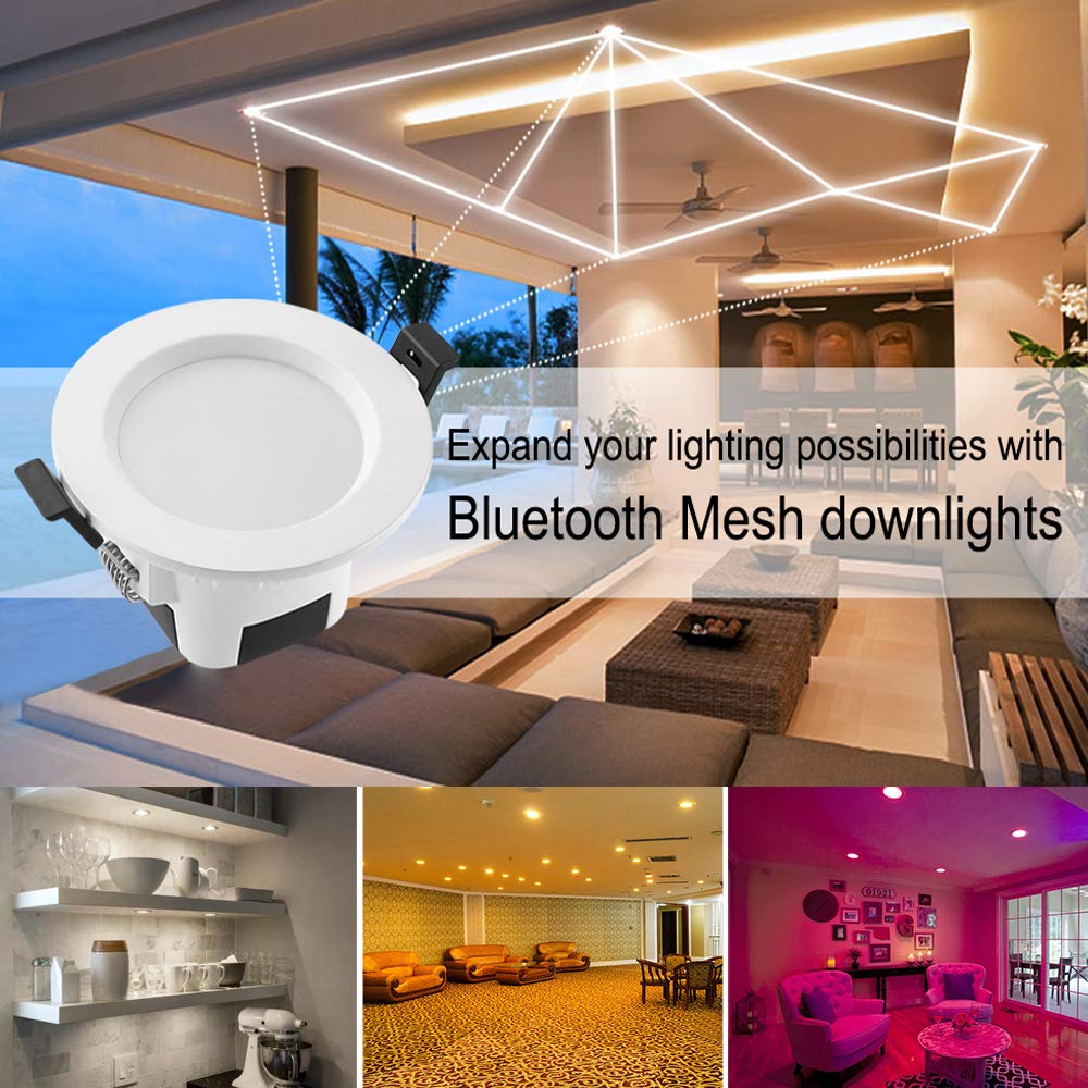 Smart Bluetooth LED Downlight 5W Dimming RGB Warm Cool Light Color Changing Ceiling Spot Lights Support IOS Android APP Control