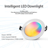 Smart LED Downlight 5W 9W RGB CCT AC110V 220V Dimmable Led Panel Light Round Compatible With APP Remote/Mobile Bluetooth Control